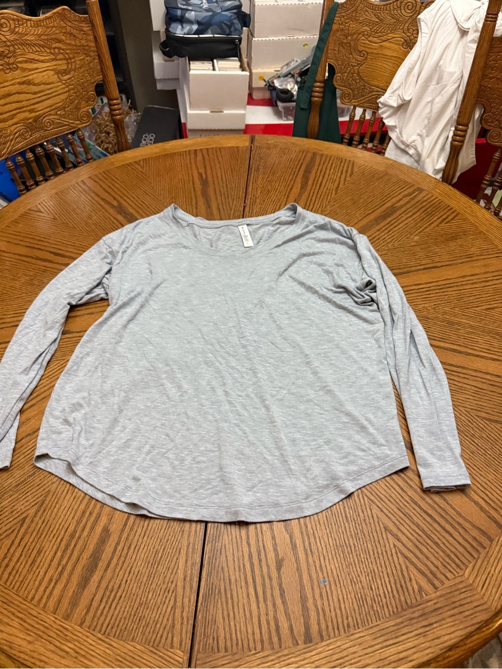 Athleta  Gray Women's Long Sleeve Scoop Neck Top